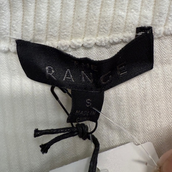 The Range Women Ivory Ribbed Corduroy Button-Up Collared Crop Shirt Size Small - Picture 4 of 8